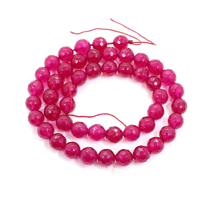 Round Faceted 8mm Fuchsia Chalcedony Gemstone Beads - 15 INCH Strand - Chalcedony Jewelry - Semi Precious - Jewelry Making Supplies