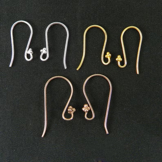 925 sterling solid silver finding accessories length 2.0 approx components three ball ear wire for earring
