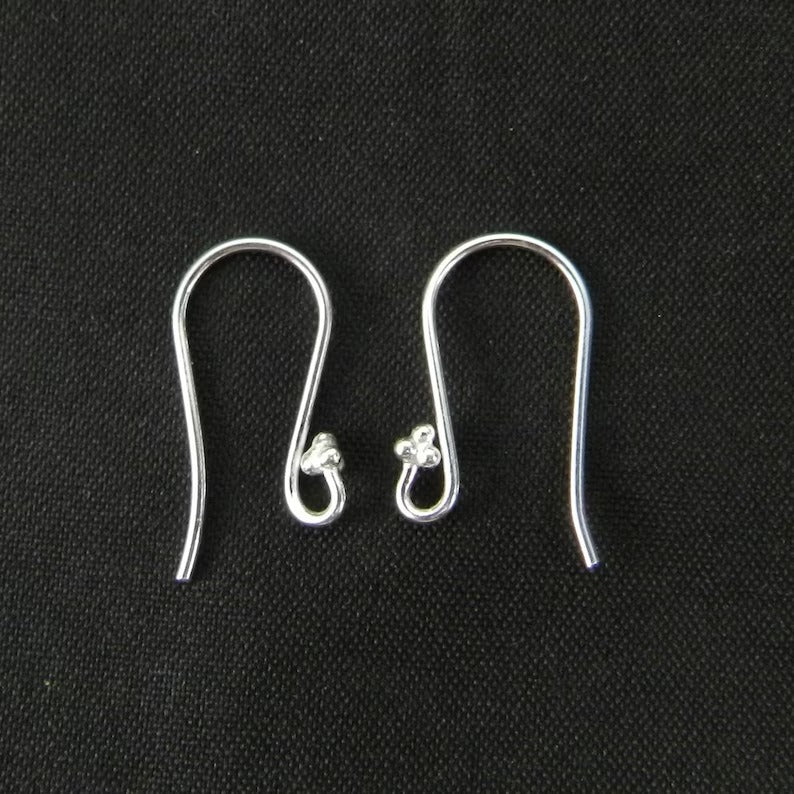 925 sterling solid silver finding accessories length 2.0 approx components three ball ear wire for earring