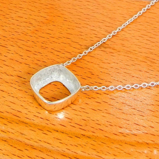 925 sterling silver cushion 12x12x8mm stone 20 inch length necklace collet bezel cup metal casting for setting