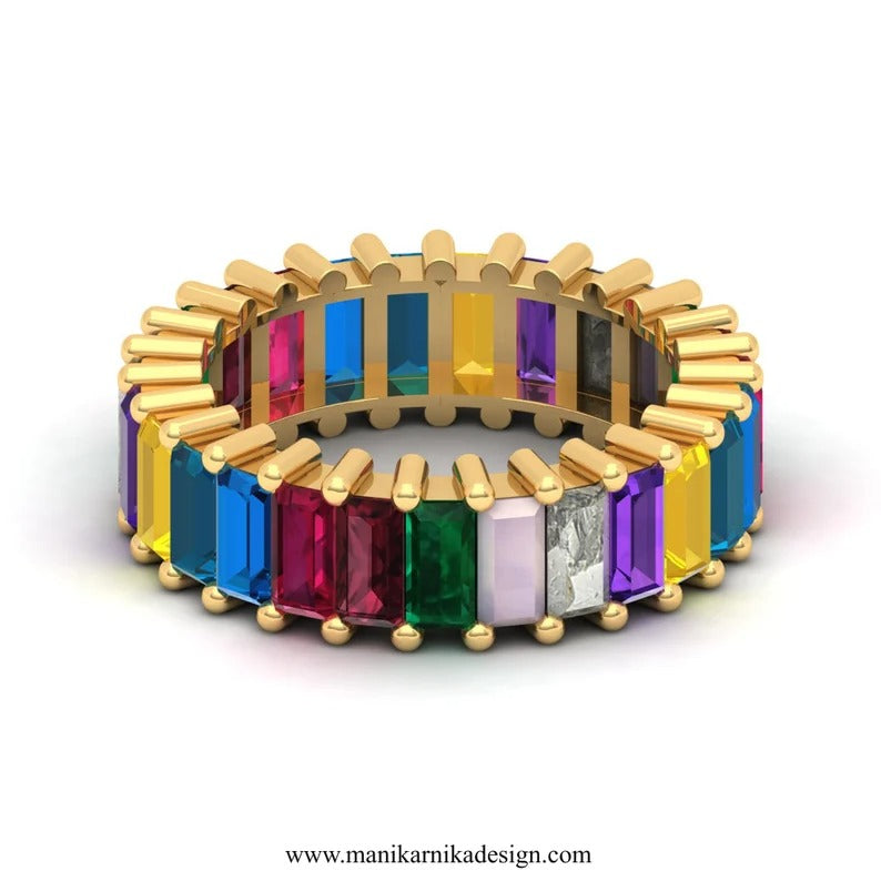 Multi Gemstone 14KT Gold Vermeil Ring