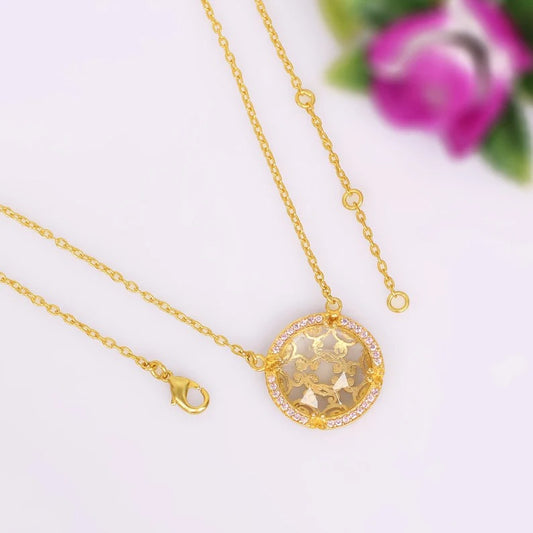 14KT Solid Gold Halo Necklace