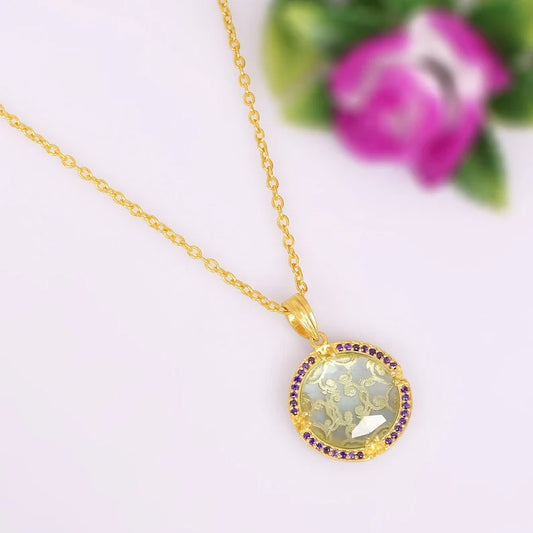 Round Designer Handmade 14KT Solid Gold Necklace