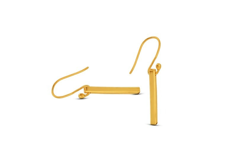 14KT Yellow Gold Simple Bar Earrings