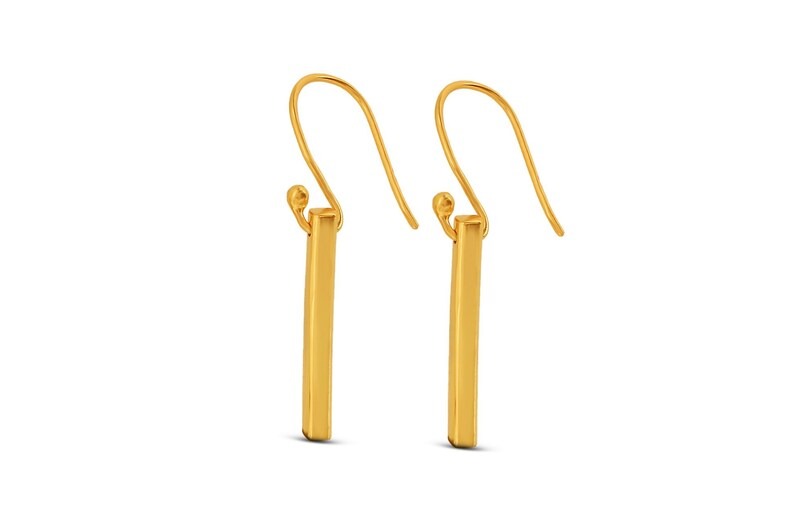 14KT Yellow Gold Simple Bar Earrings