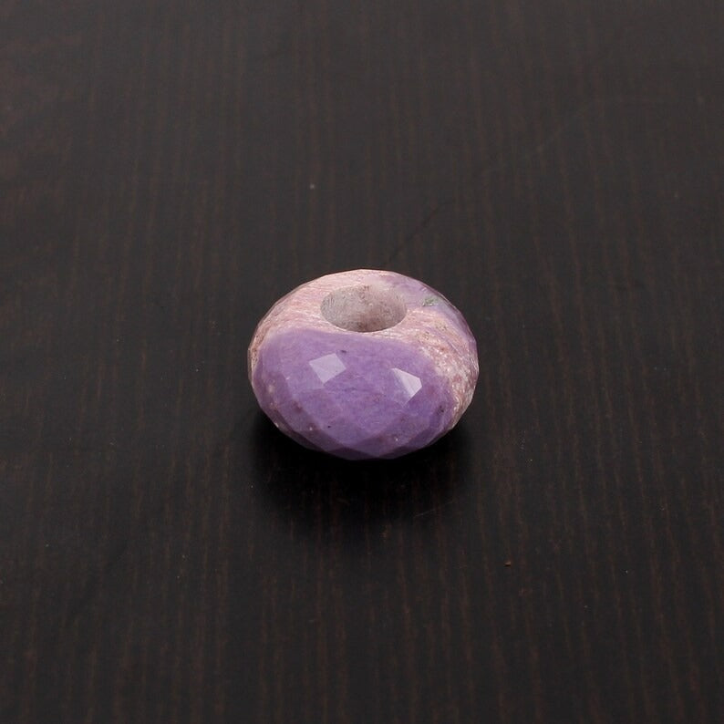 Diy Natural Chorite Purple 14x8mm Rondelle Faceted Beads With 5 mm Big Hole Semi Precious Gemstone Beads For Jewelry Crafting