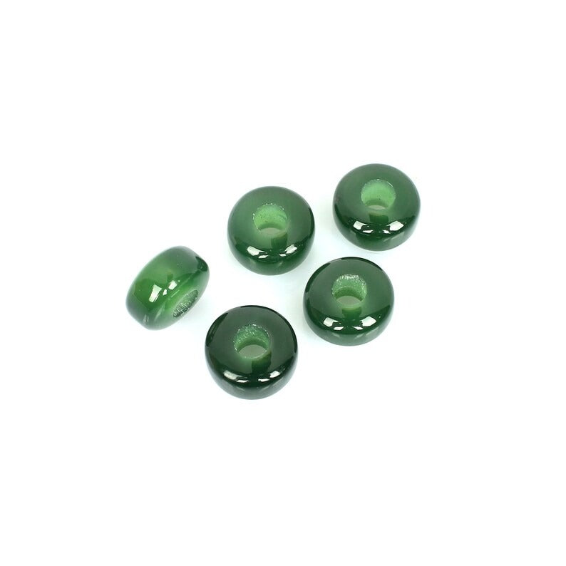 Green Escora Rondelle 14x8mm Smooth Loose Stone 5 mm European Charms Beads For Making Bracelet