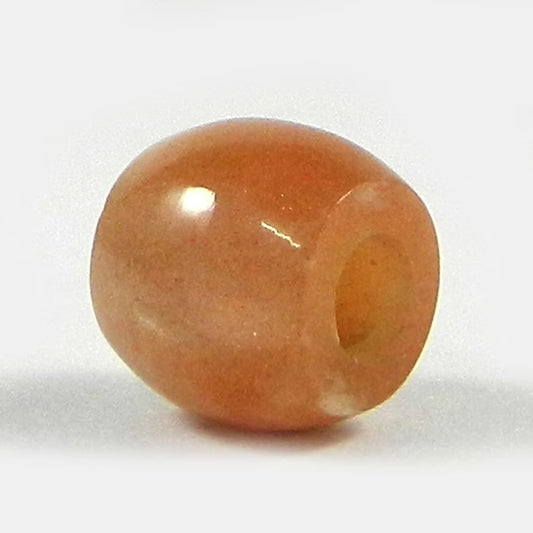 Natural peach moonstone 13 x 11 mm barrel smooth with 5 mm semi precious stone universal large hole big hole beads for bracelet