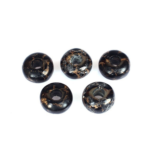 Mohave black copper turquoise 14 x 8 x 4.5 mm rondelle smooth loose gemstone universal hole european charms beads for making bracelet
