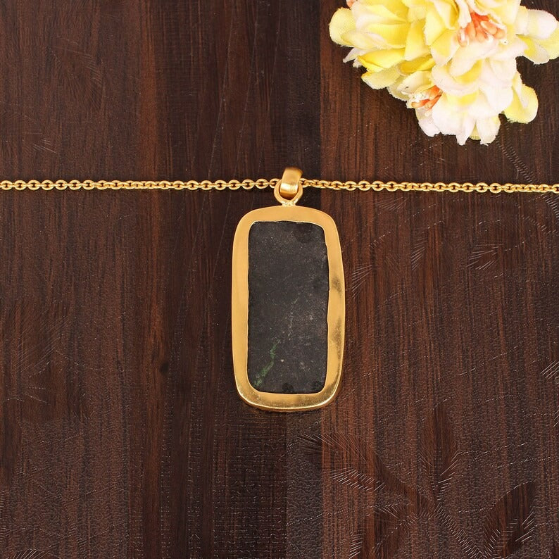 Natural Uvarovite Garnet Gemstone Gold Plated Necklace