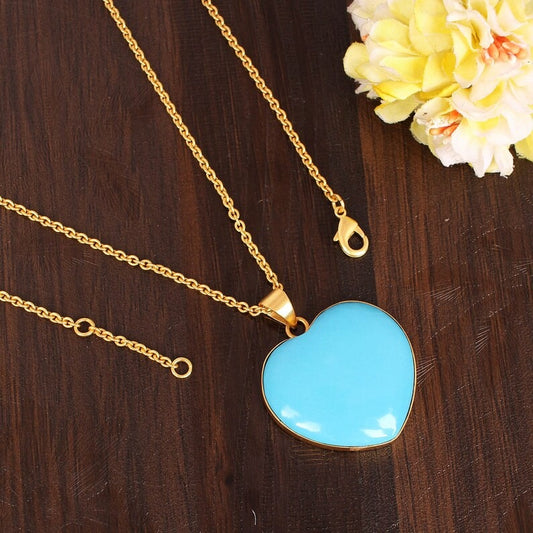 Turquoise Heart Shape Gemstone Brass Necklace