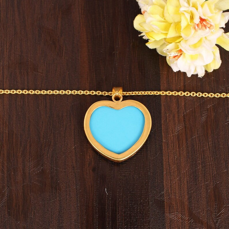 Turquoise Heart Shape Gemstone Brass Necklace