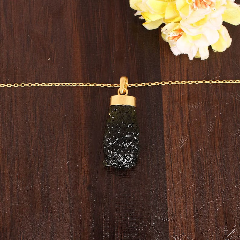 Green Moldavite Gemstone Necklace