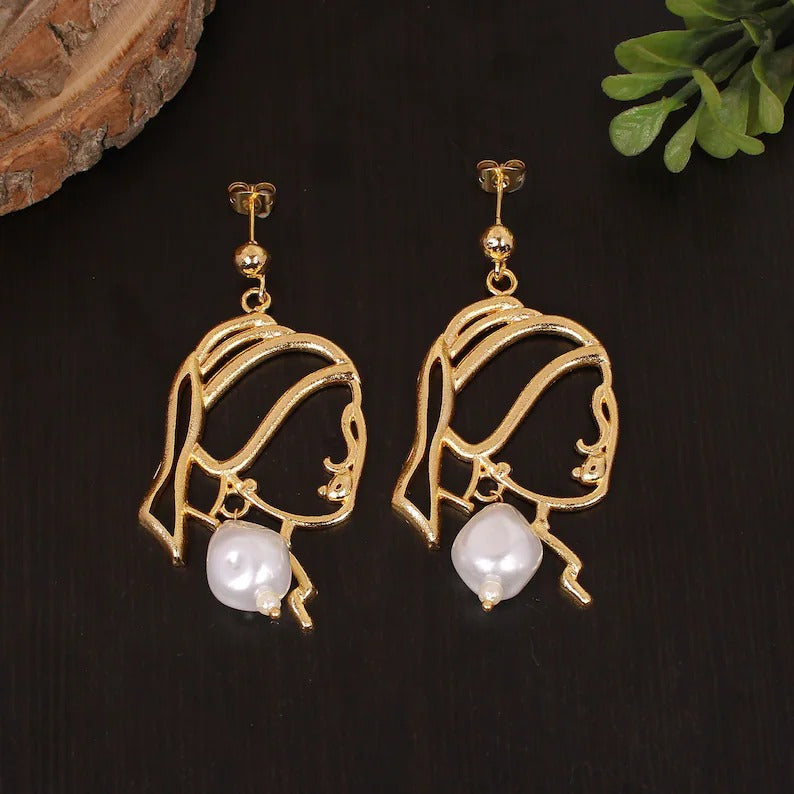 Freshwater Pearl Wedding Bridal Face Earrings