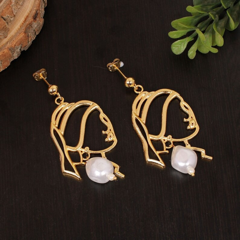 Freshwater Pearl Wedding Bridal Face Earrings