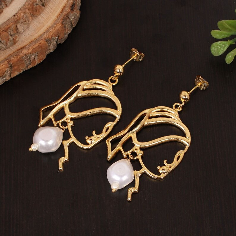 Freshwater Pearl Wedding Bridal Face Earrings