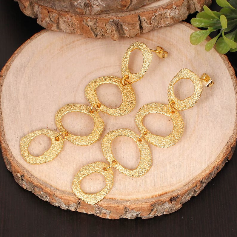 Yellow Gold Plated Plain Brass Earrings