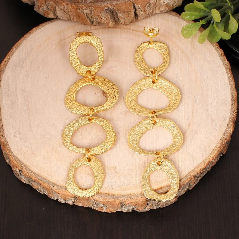 Yellow Gold Plated Plain Brass Earrings