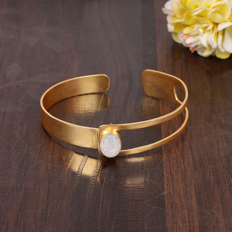 Rainbow Moonstone Adjustable Bangle