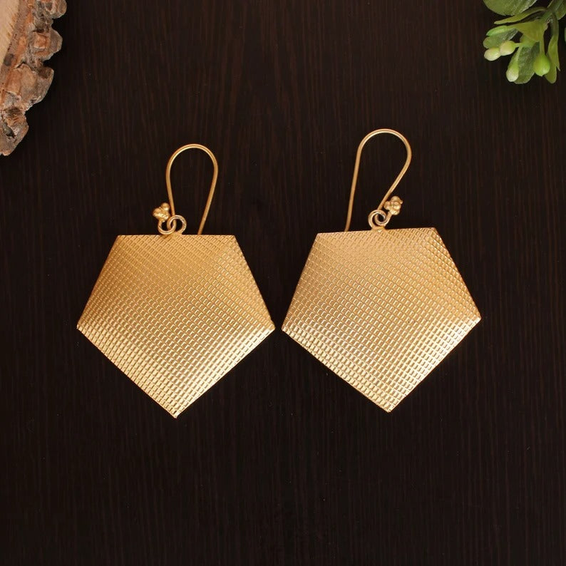 Brass Earrings With Hammered Texture