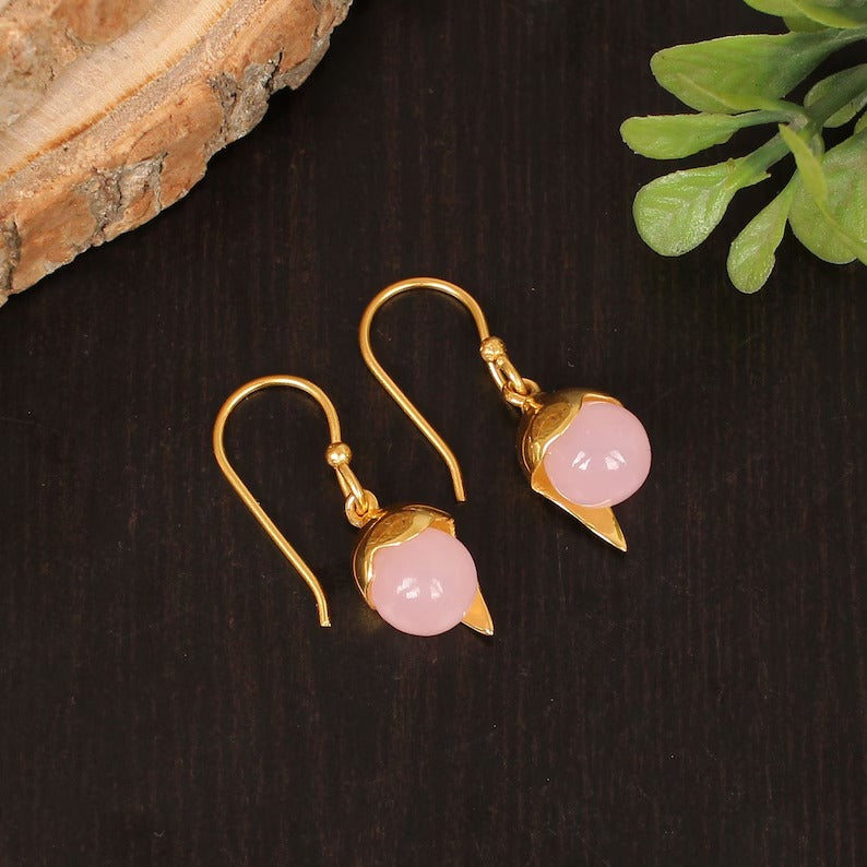 Rose Chalcedony Dangle Earrings