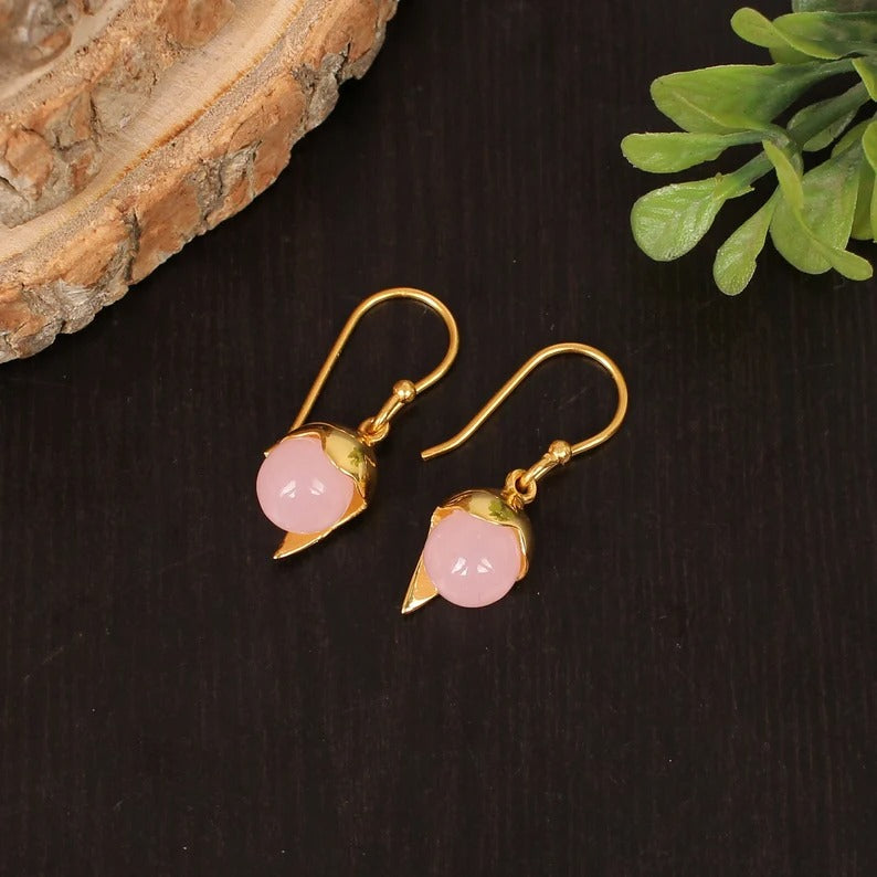 Rose Chalcedony Dangle Earrings