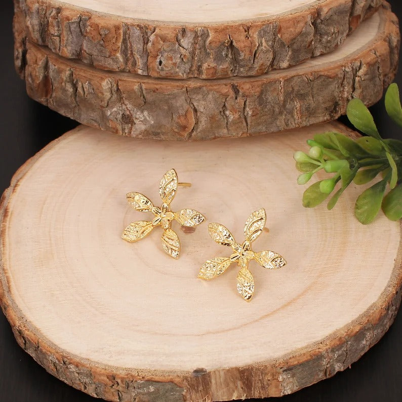 Dainty Flower Stud Brass Earrings