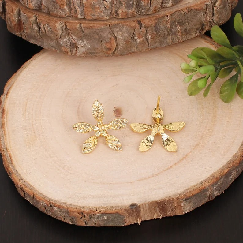 Dainty Flower Stud Brass Earrings