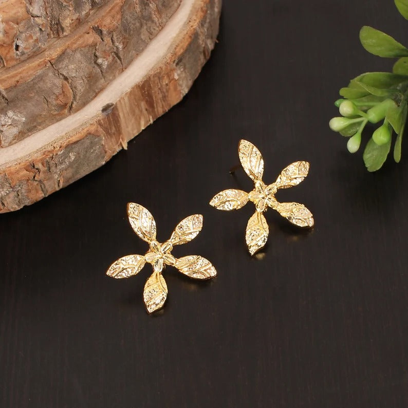 Dainty Flower Stud Brass Earrings