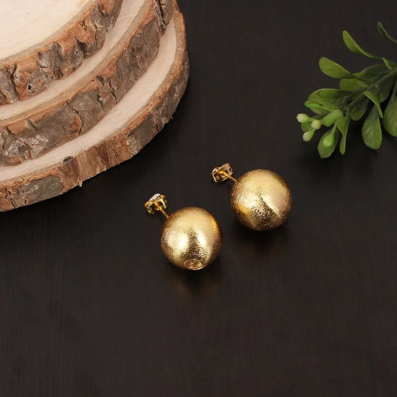 Plain Stud Big Ball Brass Earrings