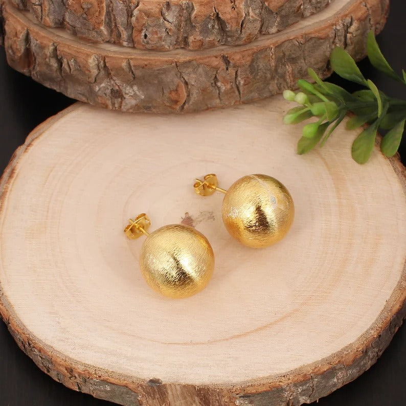 Plain Stud Big Ball Brass Earrings