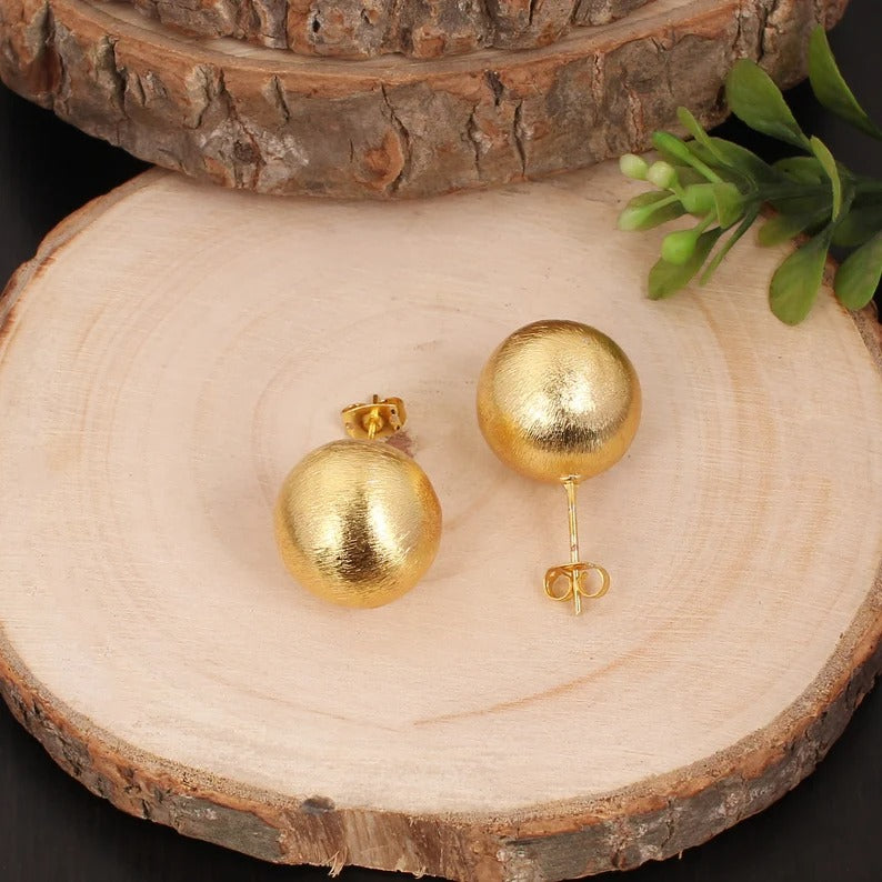 Plain Stud Big Ball Brass Earrings