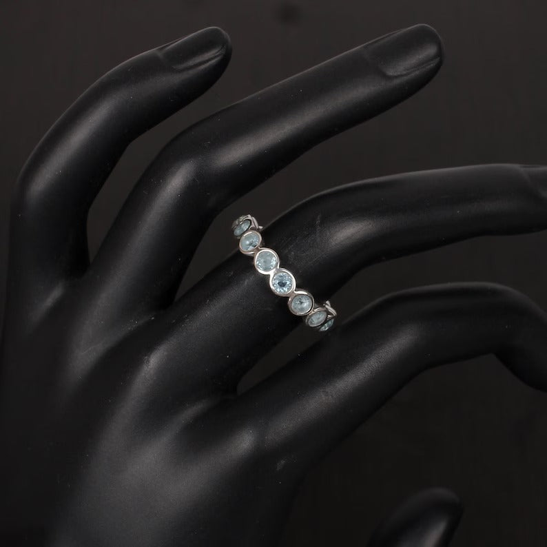 Aquamarine Gemstone 92.5 Sterling Silver Ring