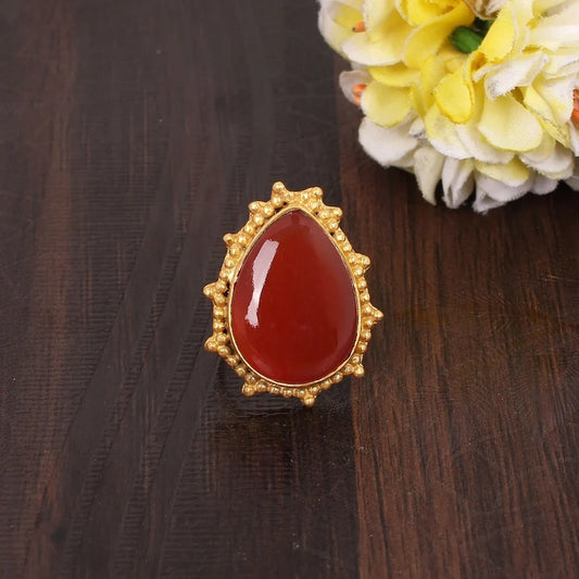 Natural Red Sardonyx Simple Band Ring