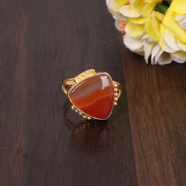 Natural Red Sardonyx Ring