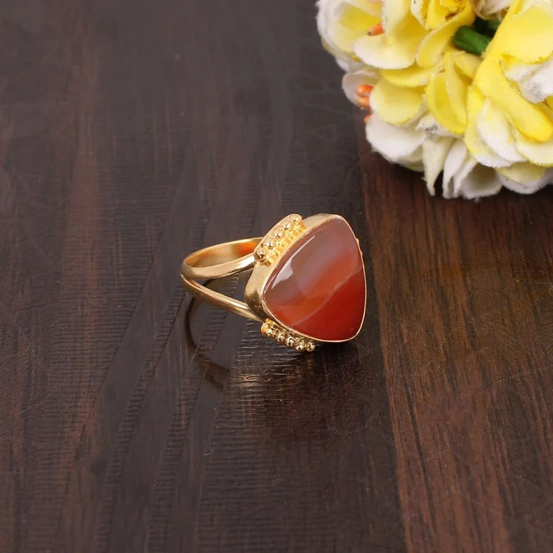 Natural Red Sardonyx Ring