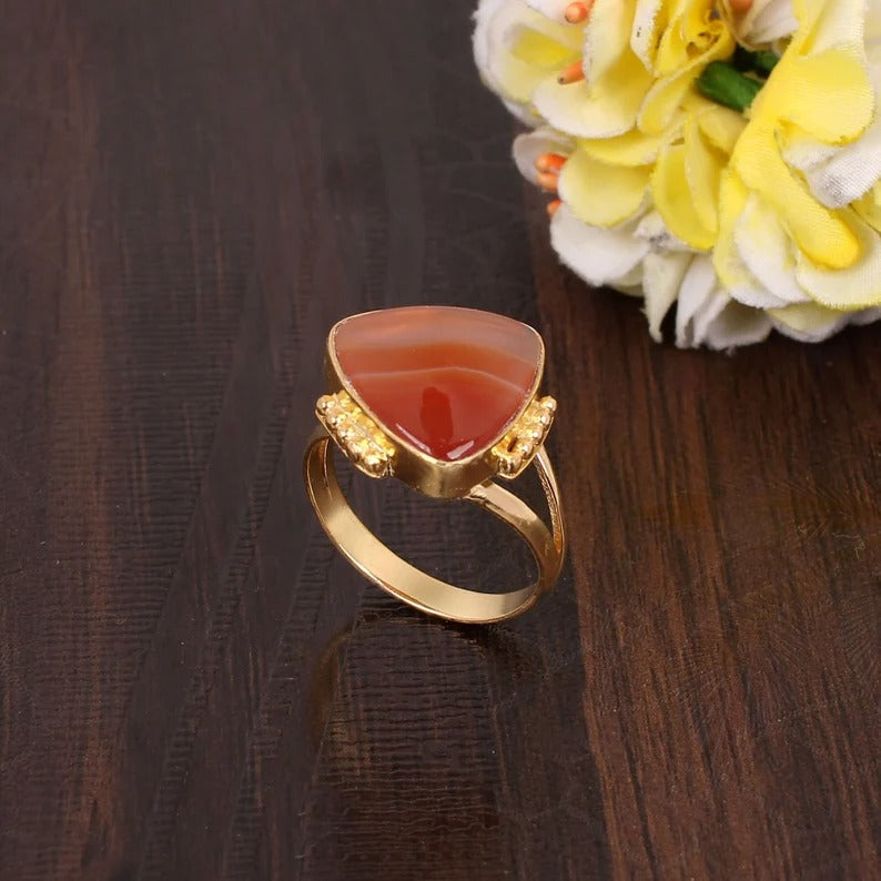 Natural Red Sardonyx Ring