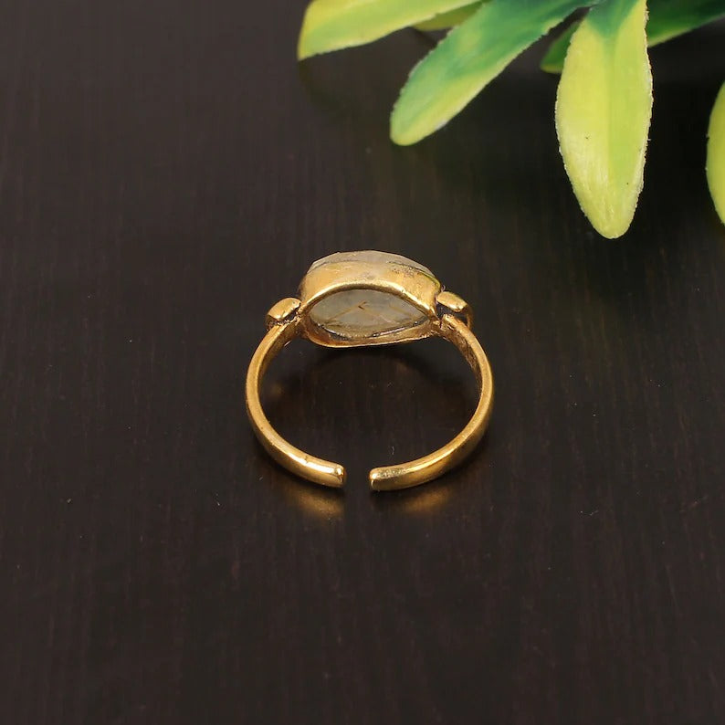 Natural Golden Rutile 92.5 Sterling Silver Ring