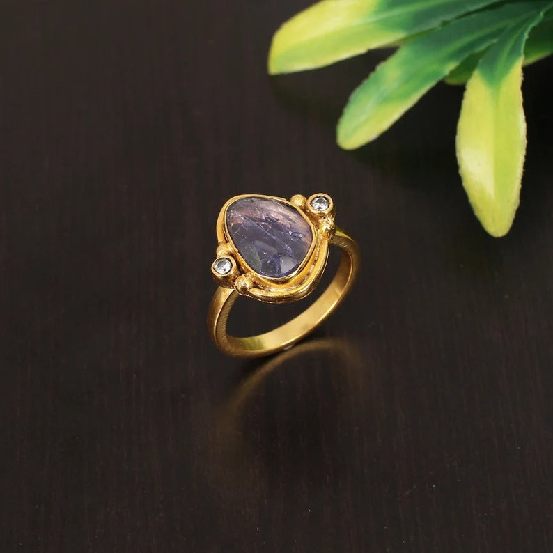 Natural Tanzanite Gemstone Sterling Silver Ring