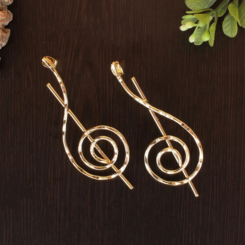 Hammered Spiral Brass  Earrings