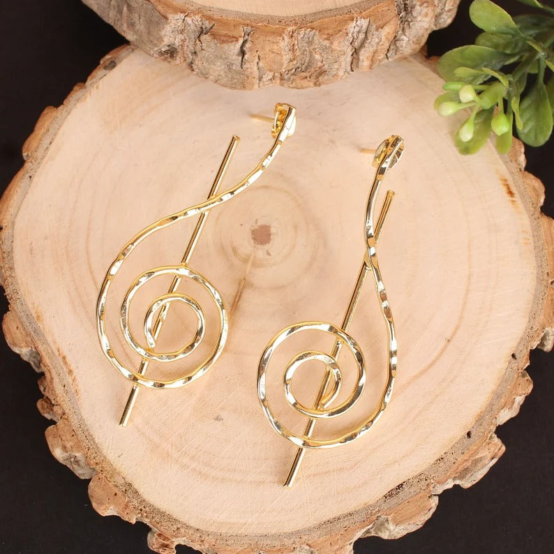 Hammered Spiral Brass  Earrings