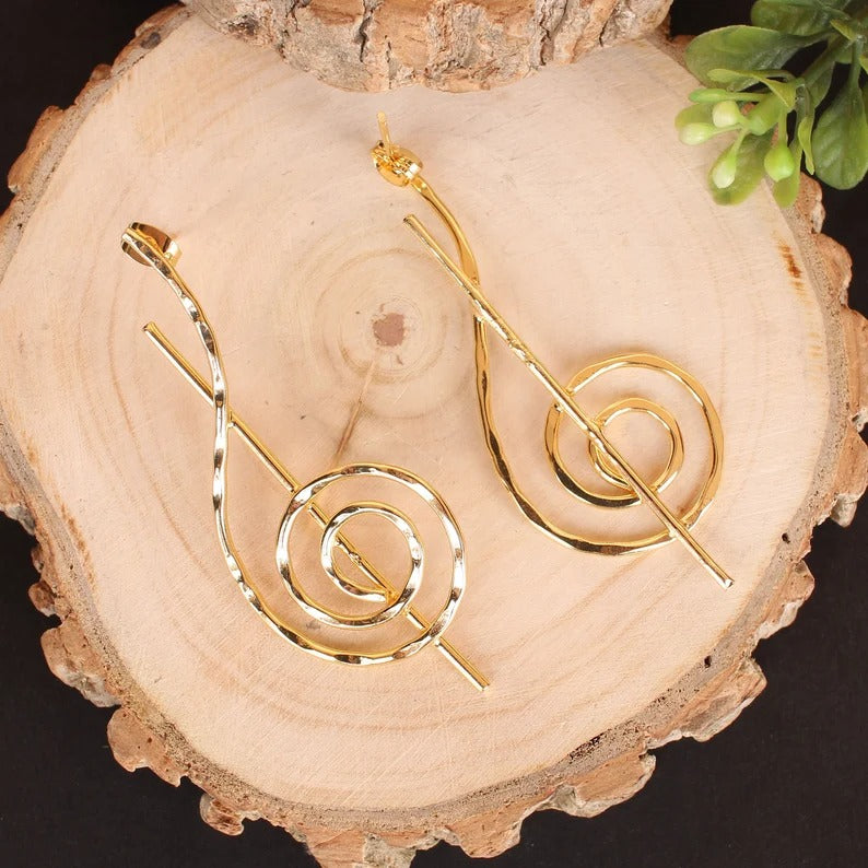 Hammered Spiral Brass  Earrings