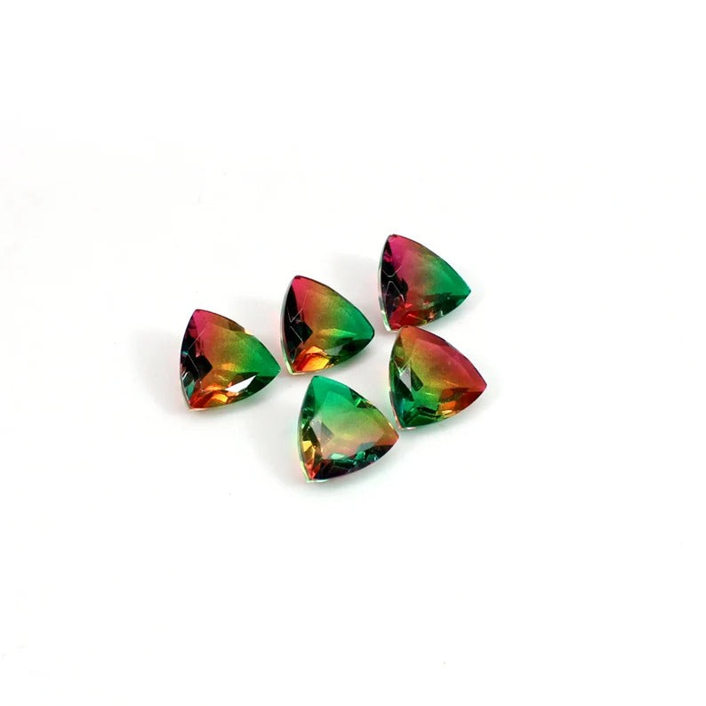 Watermelon Bio Color Doublet 10x10mm Trillion Calibrated Faceted Semi Precious Loose Gemstone for Jewelry