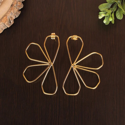 Designer Half Flower Brass Earrings