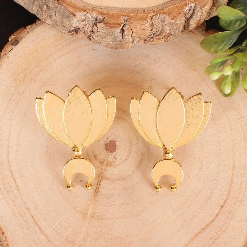 Sweet Lotus Flower Stud Earrings