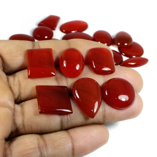 Natural Red Onyx Mix Shape Cabochon Wholesale Lot Semiprecious High Polished Gemstone