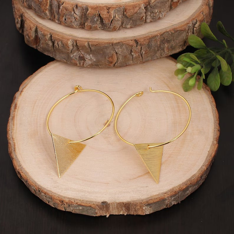 Yellow Gold Triangle Hoop Earrings