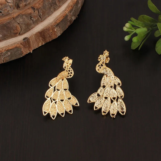 Gold Plated Peacock Earrings