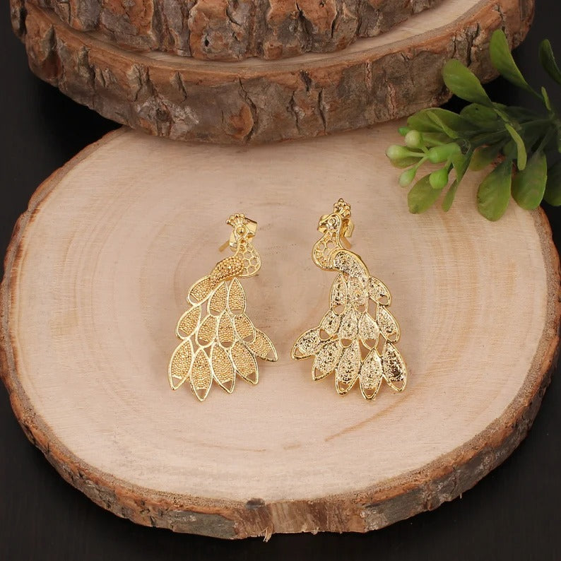 Gold Plated Peacock Earrings