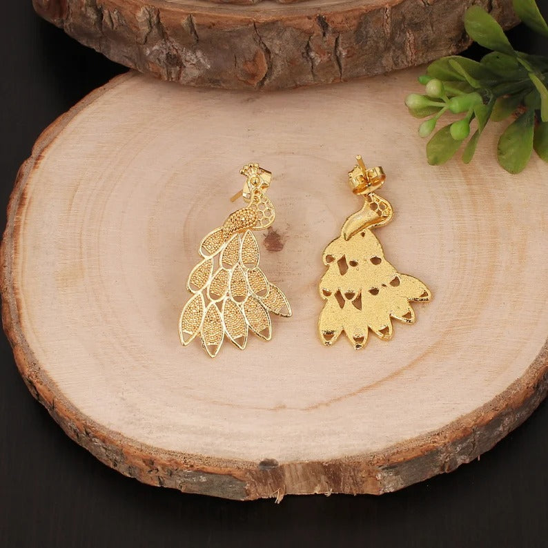 Gold Plated Peacock Earrings